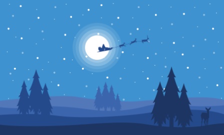 Train deer on the sky with santa vector art